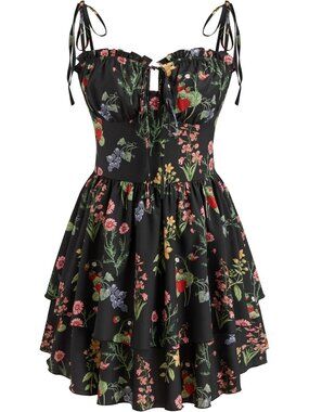 Floral Mini Sundress for Women | Spaghetti Strap Cute Summer Vacation Dress